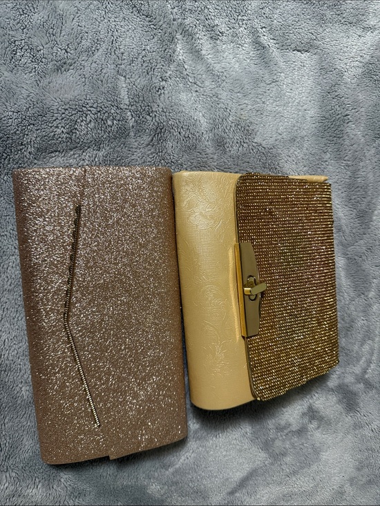 Handbags - Gold and Bronze Evening Clutch Set - Elegant Women's Bags